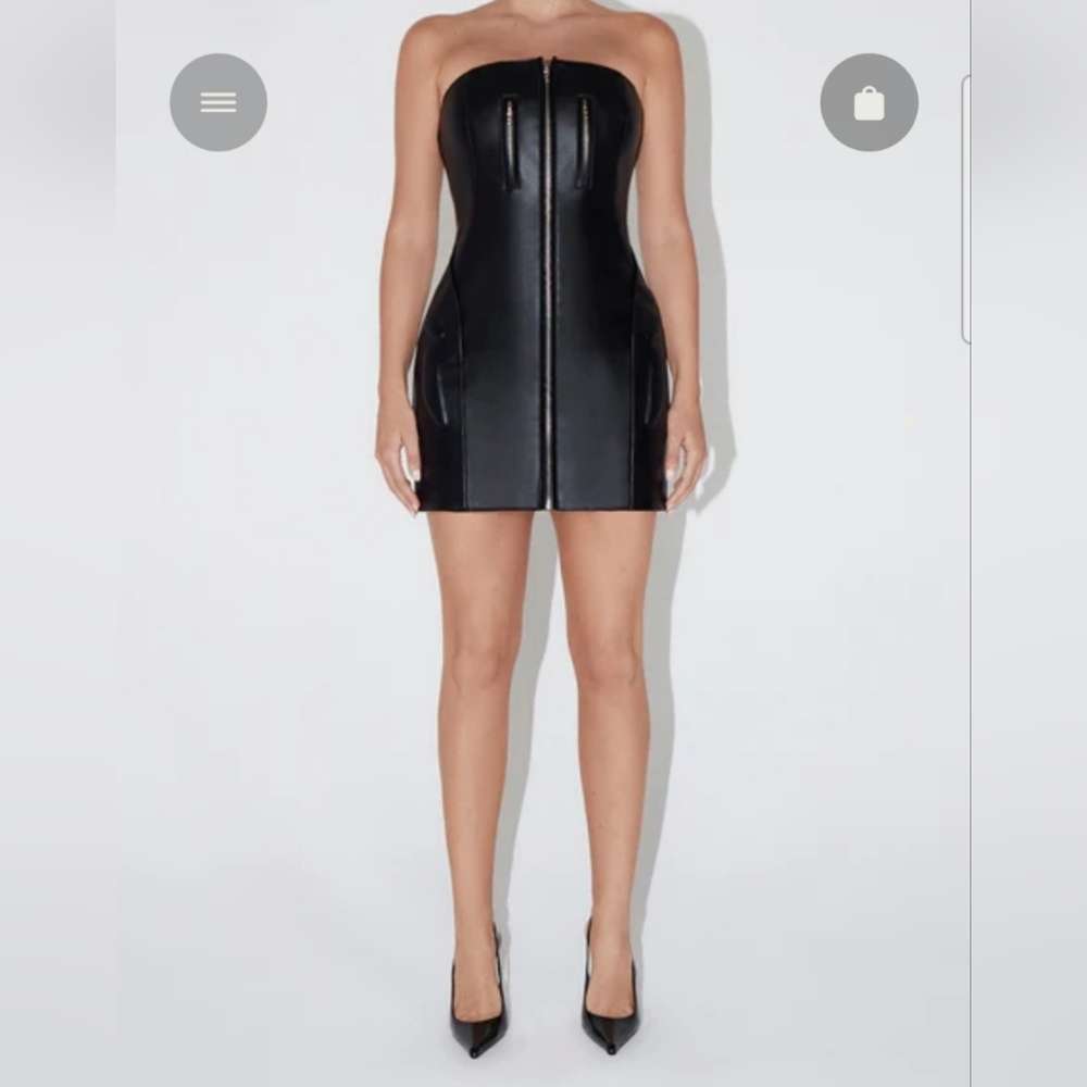 KHY FAUX LEATHER STRAPLESS MINI DRESS - XL